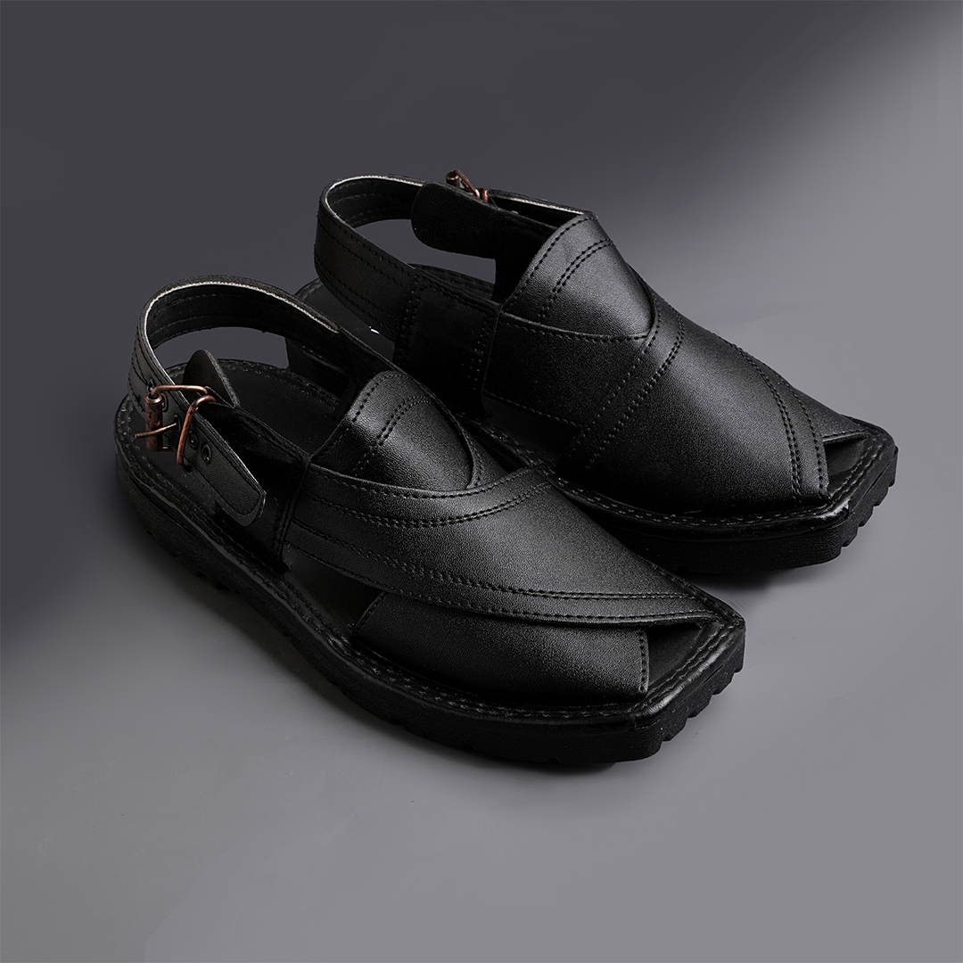 Charsadda Classic Peshawari Chappal Black - 059